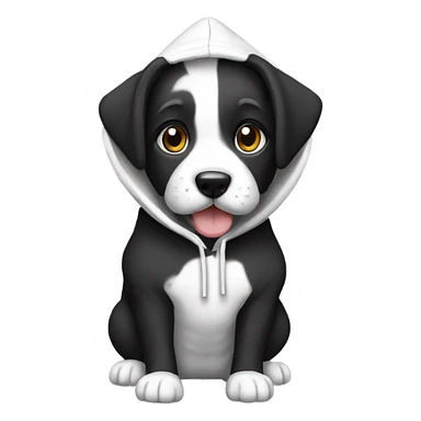 Dog black and White wearning hoodie  sticker