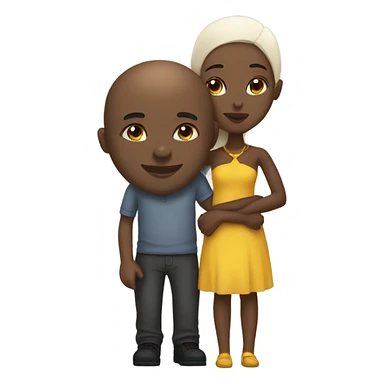 African  girl dark hair kissing white bald man sticker