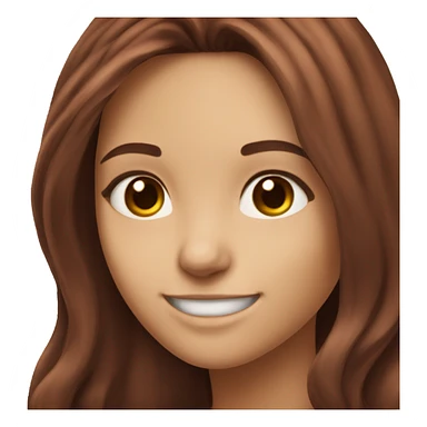 Smiling brunette girl long burgundy hair brown eyes small nose and big perfect smile  sticker