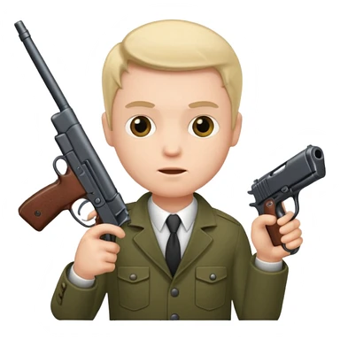 Mini man with a gun sticker