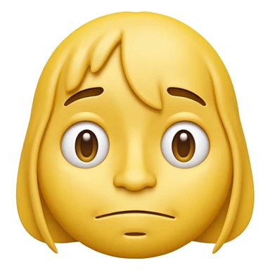 iOS-style 3D classic round yellow emoji face, half-closed droopy eyes, small uneven mouth, and slight head tilt, expressing sleepy and just-woke-up grogginess sticker