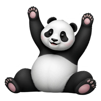 silly panda rolling on its back laughing with paws in the air sticker