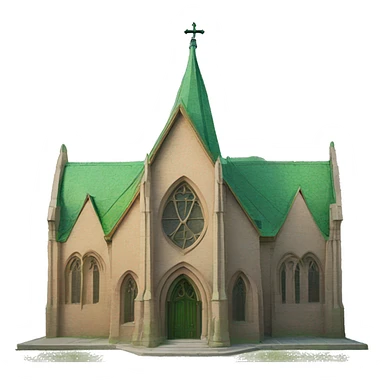 neogothic sandstone church with green copper roof sticker