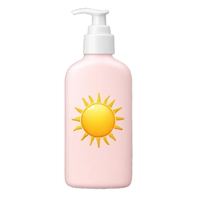 Pale pink lotion bottle with pale yellow sun on label sticker