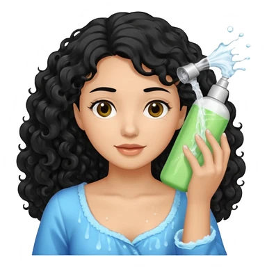 beautiful black hair washes her long curly hair with shampoo sticker