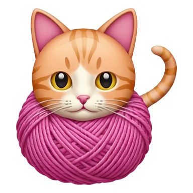 ball of yarn, pink, cat sticker