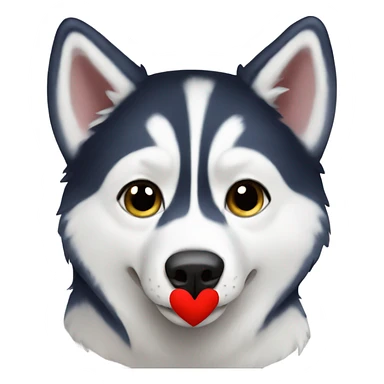 Husky with a heart sticker