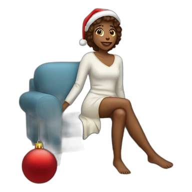 christmas girl on the couch sticker