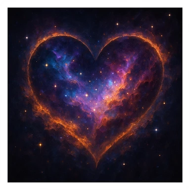 heart with a cosmic nebula, digital illustration sticker