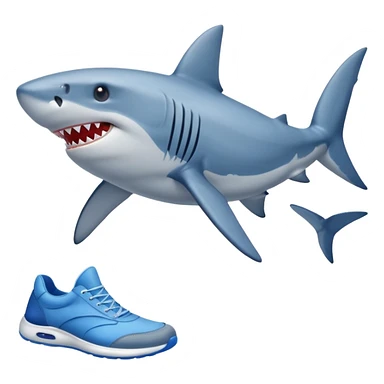 Un tiburón con zapatos azul  sticker
