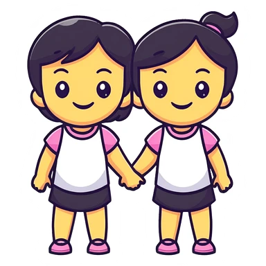 two girls friends smiling sticker