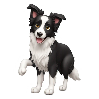 A cute Border Collie with its two front legs raised and smiling sticker