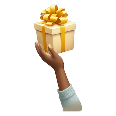 hands raise a gift sticker