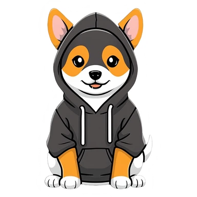 Dog wearing hoodie sticker