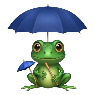 Frog hold small dark blue umbrella sticker