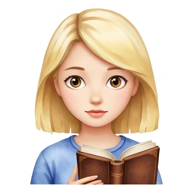 a girl in watercolor art style with book sticker