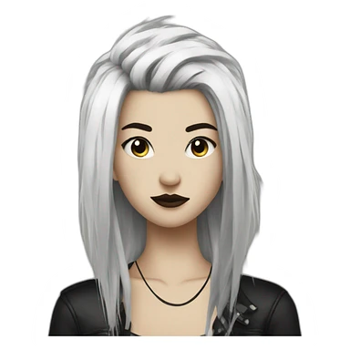 Half black and half white hair punk girl sticker