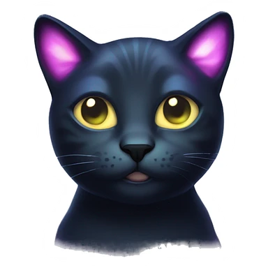 Dark iridescent cat glowing sticker