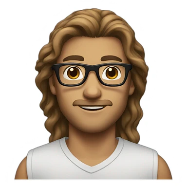 a guy with long brown hair, a black bandana, and rectangular glasses.  sticker
