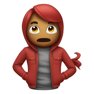 A red amongus character getting blamed as being the imposter sticker