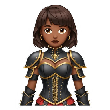 dark skinned with bangs brunette woman with corset armour sticker