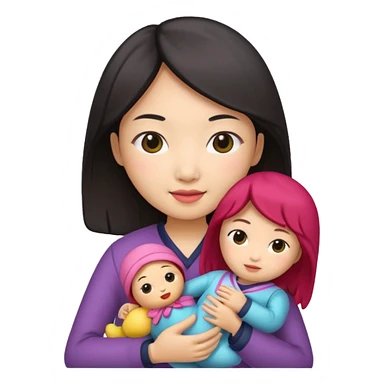 asian woman holding  doll sticker