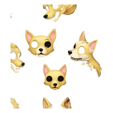 Black iridescent dog fox zombie skeleton gold mechanical nebula galaxy stars flowers fairy lights vintage sticker