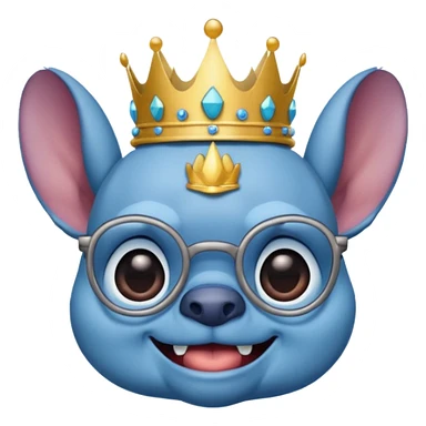 Stitch feliz con gafas y corona sticker