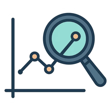 flat design style magnifying glass and graph sticker