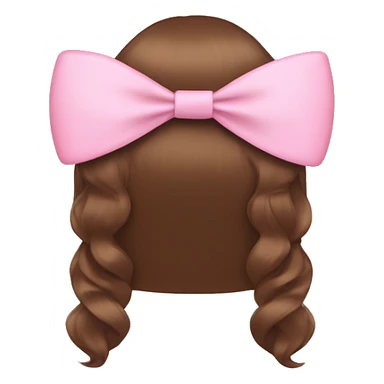 brown open hair from behind with a pastel pink bow sticker