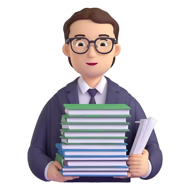 accountant with glasses and stack of papers sticker