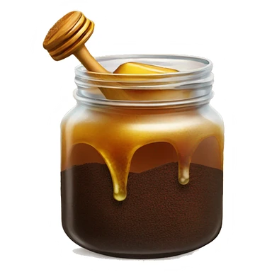 coffee grounds and honey mixture in jar sticker