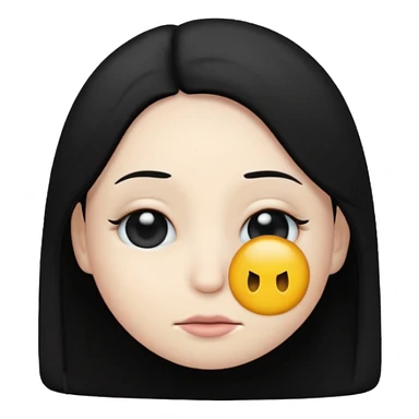 Emoji with black hair covering an eye sticker