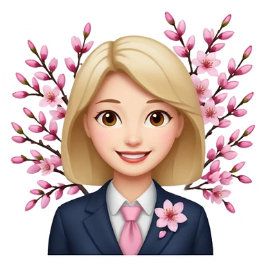 business woman with cherry blossom sticker
