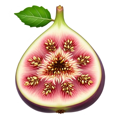 Please create a emoji of a cross-section of a fig with a small leaf sticker