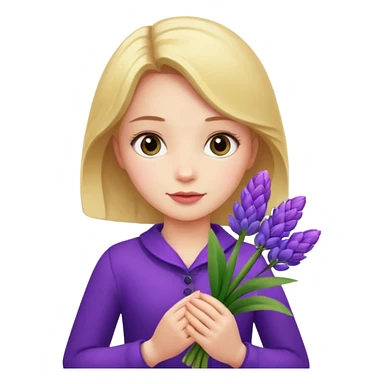 Girl holding hyacinth in hands sticker
