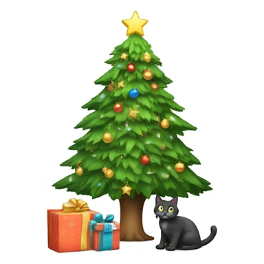 Christmas tree with a cat sticker