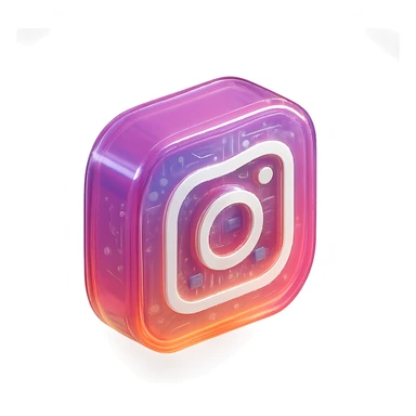 Instagram logo, modern and tech-inspired, glossy circuit style, transparent background sticker