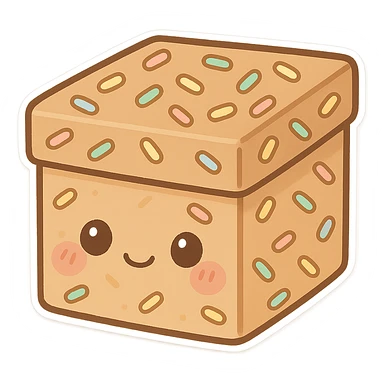 chibi style cute box, decorated with sprinkles, blushing cheeks, soft colors sticker