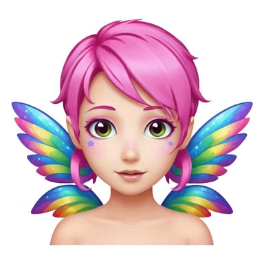 Sparkly Fairy with Pink hair and Rainbow wings  sticker
