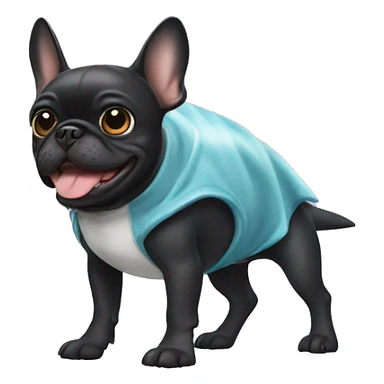 Black Frenchie wearing shark costume sticker