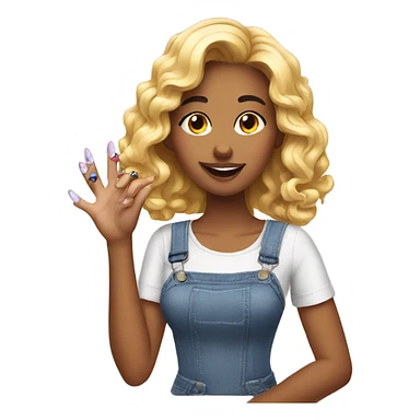 Beautiful girl with a funny nail sticker