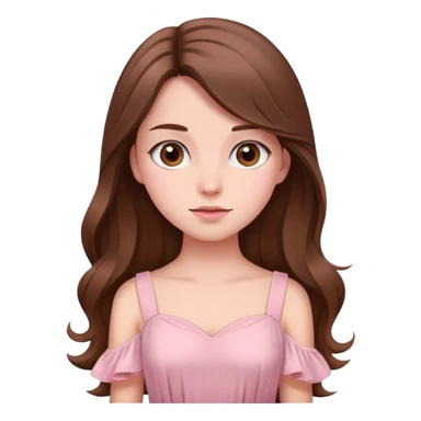 Long brown hair girl with soft pink dress sticker
