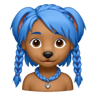 blue haired dog with braids sticker