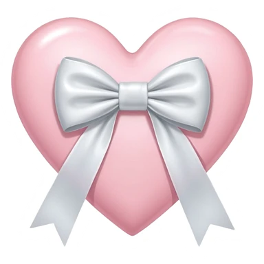 Light pink heart with white ribbon bow sticker