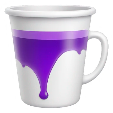 white cup with purple liquid sticker