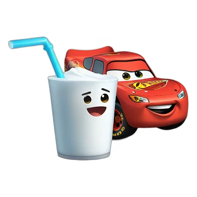 Lightning McQueen drinking milk sticker