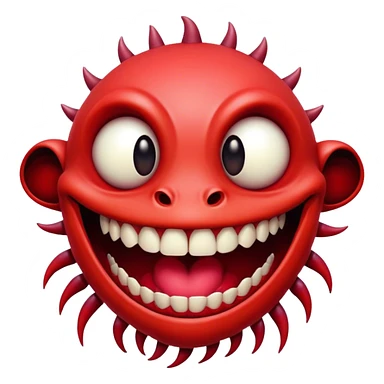 Please Now more glitched Please make Creature comes out of the eye of a another creature who has red skin and a wide smile with long teeth sticker