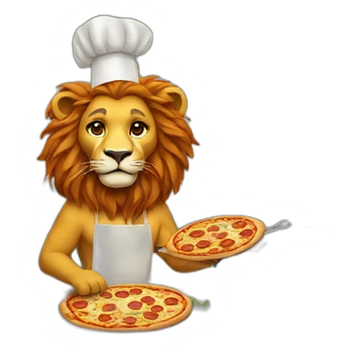 lion cook new year pizza sticker
