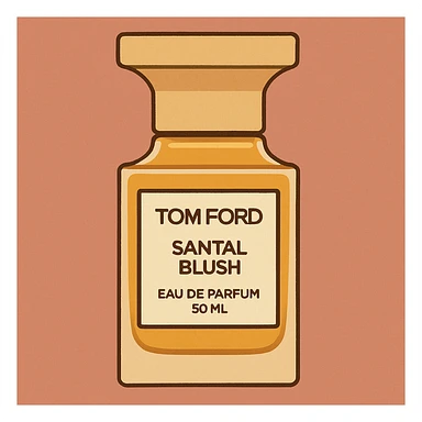 Flat toon style illustration of Tom Ford santal blush perfume  sticker